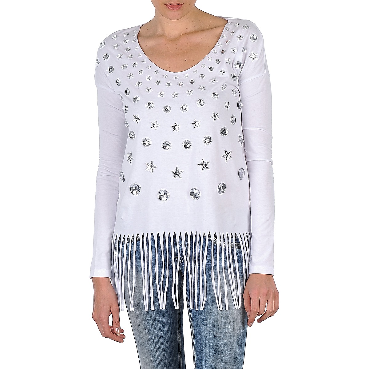 Abbigliamento Donna T-shirts a maniche lunghe Manoush TUNIQUE LIANE Bianco