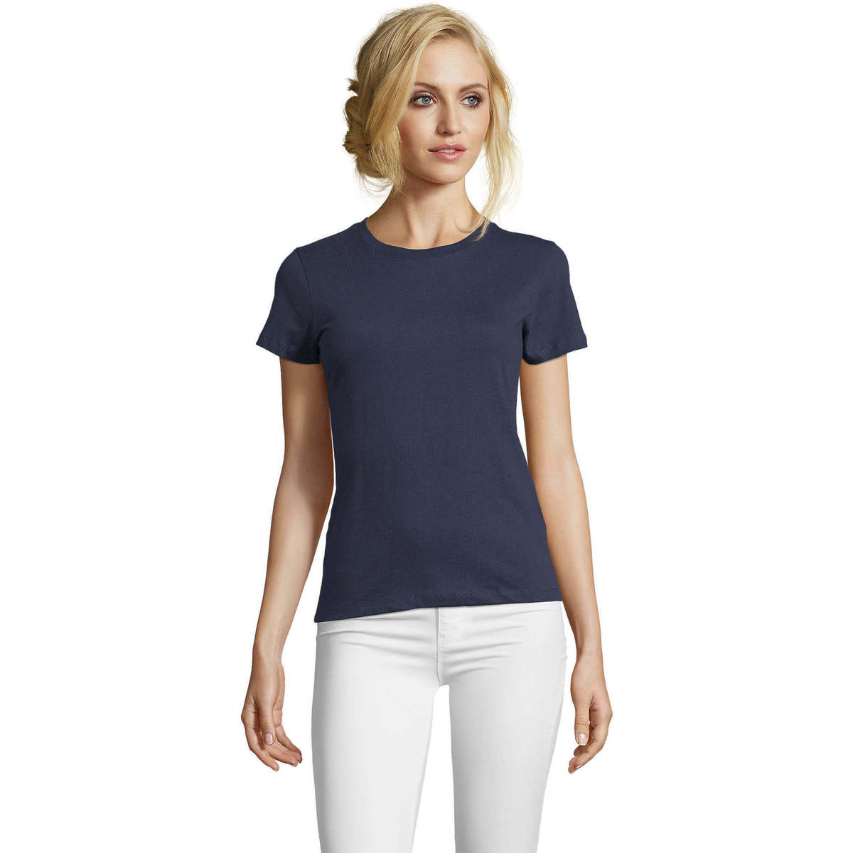 Abbigliamento Donna T-shirt maniche corte Sols Camiseta IMPERIAL FIT color Denim Blu