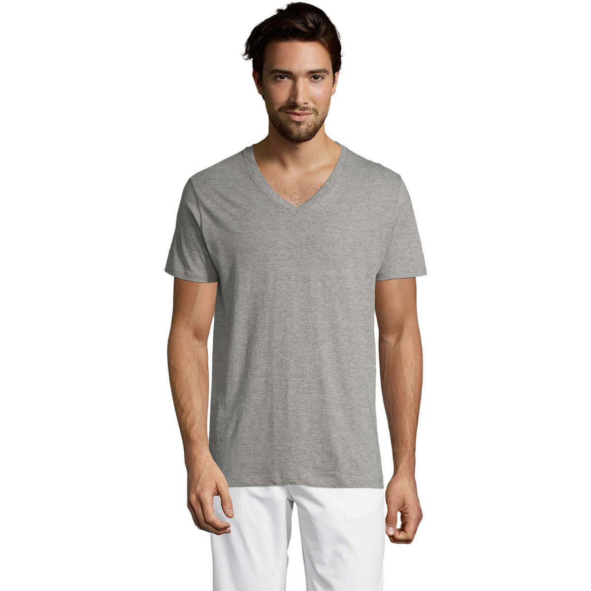Abbigliamento Uomo T-shirt maniche corte Sols Master camiseta hombre cuello pico Grigio