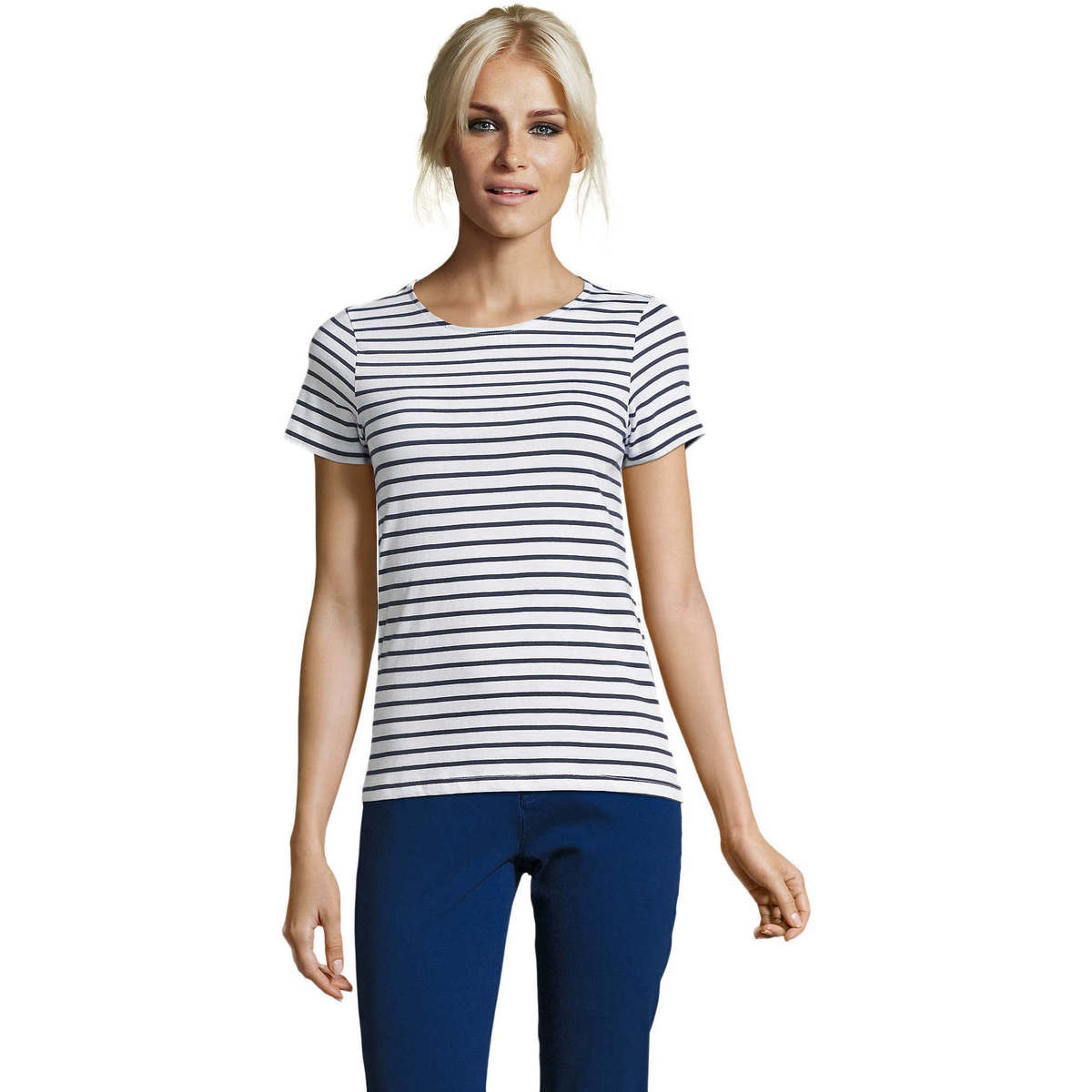 Abbigliamento Donna T-shirt maniche corte Sols Camiseta de mujer a rayas Blu