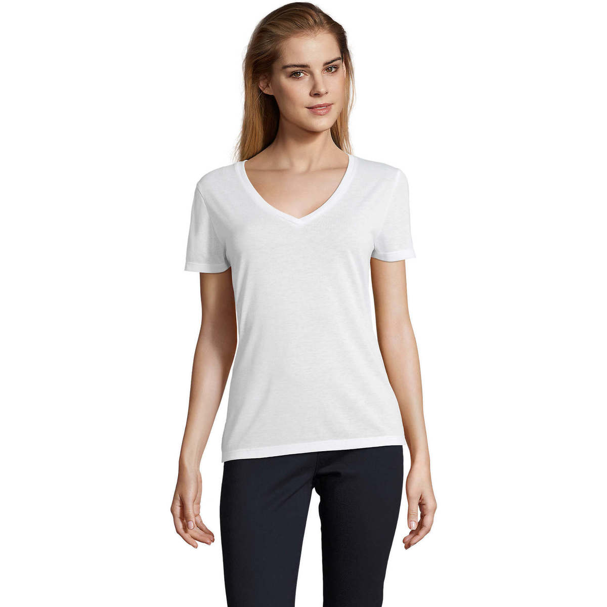 Abbigliamento Donna T-shirt maniche corte Sols MOTION camiseta de pico mujer Bianco