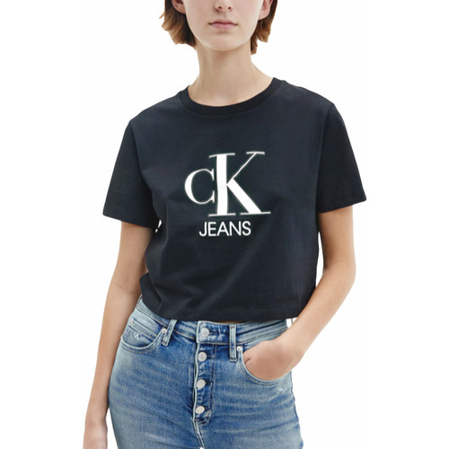 Abbigliamento Donna T-shirt maniche corte Calvin Klein Jeans Classic front logo Nero