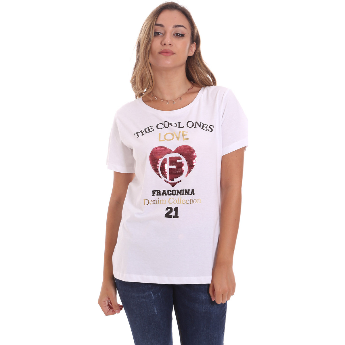 Abbigliamento Donna T-shirt & Polo Fracomina FP21ST3023J40013 Bianco