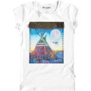 Blue Tent Feather T-Shirt Bianco