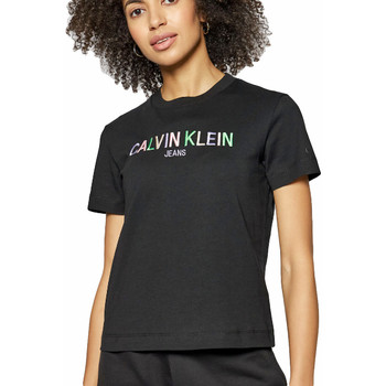 Abbigliamento Donna T-shirt maniche corte Calvin Klein Jeans Multicolored logo Nero
