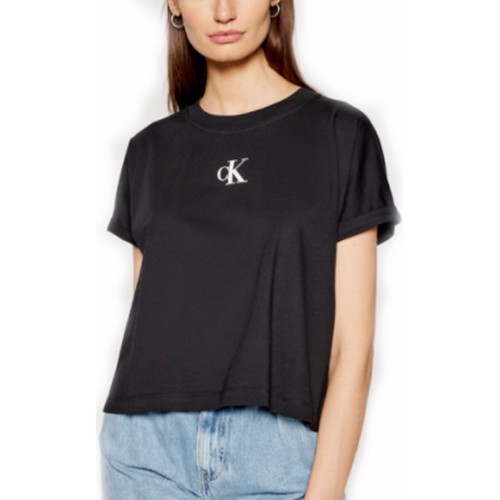 Abbigliamento Donna T-shirt maniche corte Calvin Klein Jeans Classic logo Nero