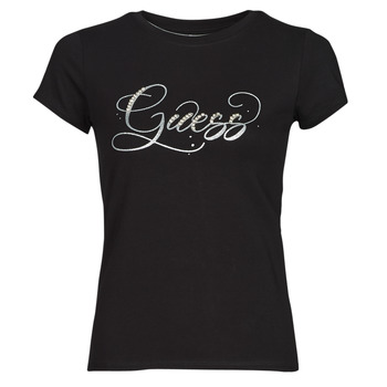 Abbigliamento Donna T-shirt maniche corte Guess SS GLITZY LOGO R4 Nero