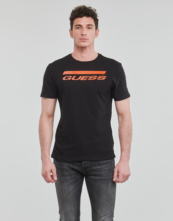 Abbigliamento Uomo T-shirt maniche corte Guess SS BSC INTL LOGO TEE Nero / Arancio