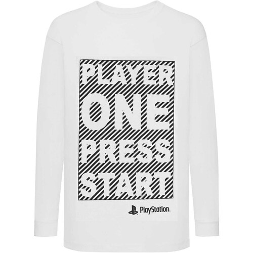 Abbigliamento Bambina T-shirts a maniche lunghe Playstation Player One Press Start Bianco