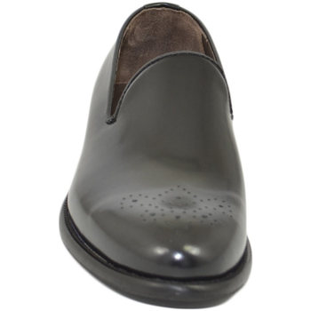 Image of Scarpe Malu Shoes Scarpe Mocassino uomo liscio classico vera pelle abrasivata nero ricam