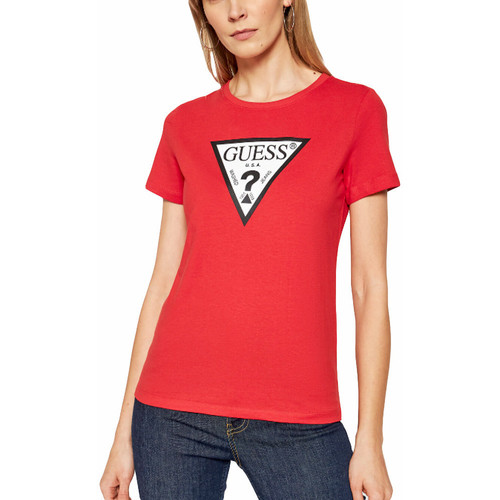 Abbigliamento Donna T-shirt maniche corte Guess Classic logo triangle Rosso
