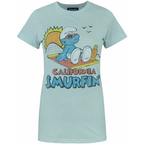 Abbigliamento Donna T-shirts a maniche lunghe Junk Food California Smurfin' Blu