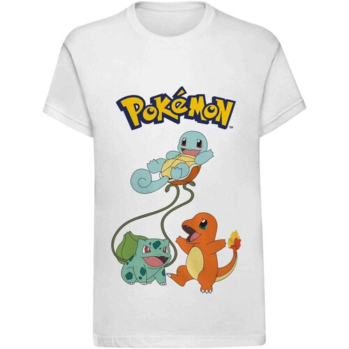Abbigliamento Unisex bambino T-shirt maniche corte Pokemon Original Trio Bianco