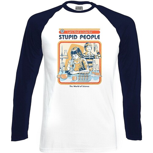 Abbigliamento T-shirts a maniche lunghe Steven Rhodes Lets Find A Cure For Stupid People Bianco
