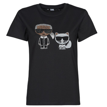 Abbigliamento Donna T-shirt maniche corte Karl Lagerfeld IKONIK RHINESTONE T-SHIRT Nero