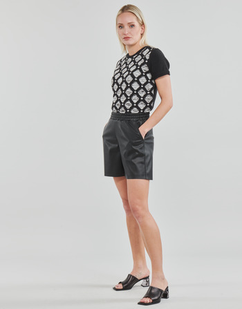 Karl Lagerfeld PERFORATED FAUX LEATHER SHORTS Nero
