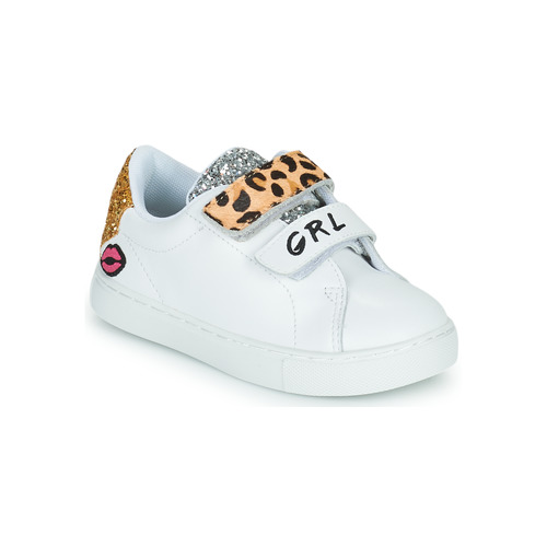 Scarpe Bambina Sneakers basse Bons baisers de Paname MINI EDITH GRL PWR Bianco / Leopard