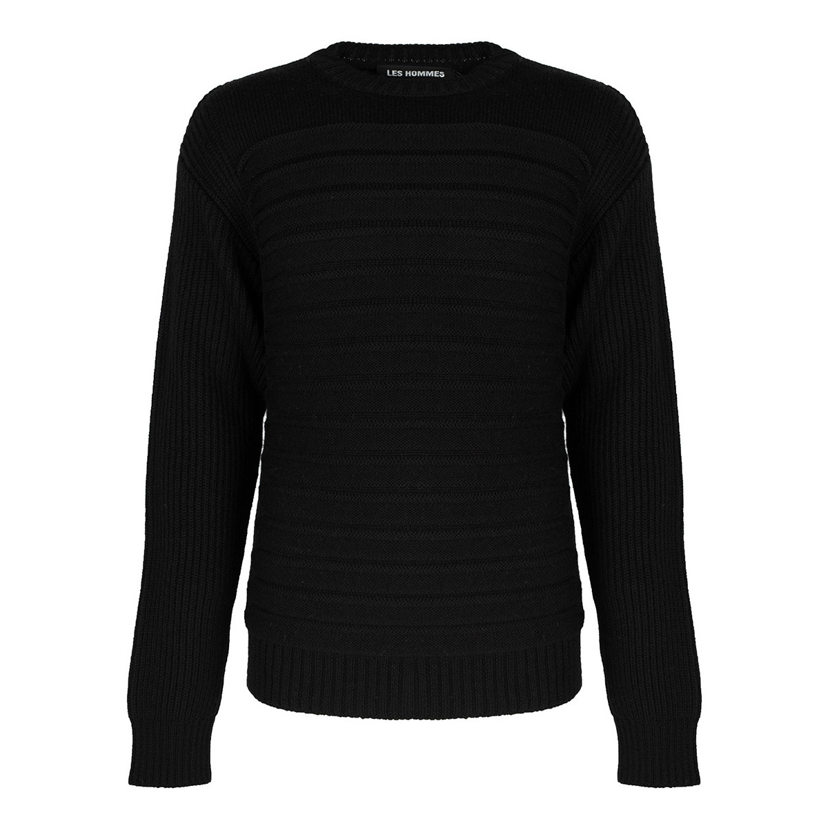 Abbigliamento Uomo Maglioni Les Hommes LJK402-660U | Round Neck Sweater with Pleats Nero