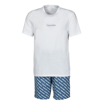 Abbigliamento Uomo Pigiami / camicie da notte Calvin Klein Jeans SHORT SET Marine / Bianco