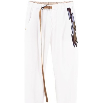 Abbigliamento Donna Jeans White Sand Marylin Pantalone Con Patch Di Perle Bianco Bianco