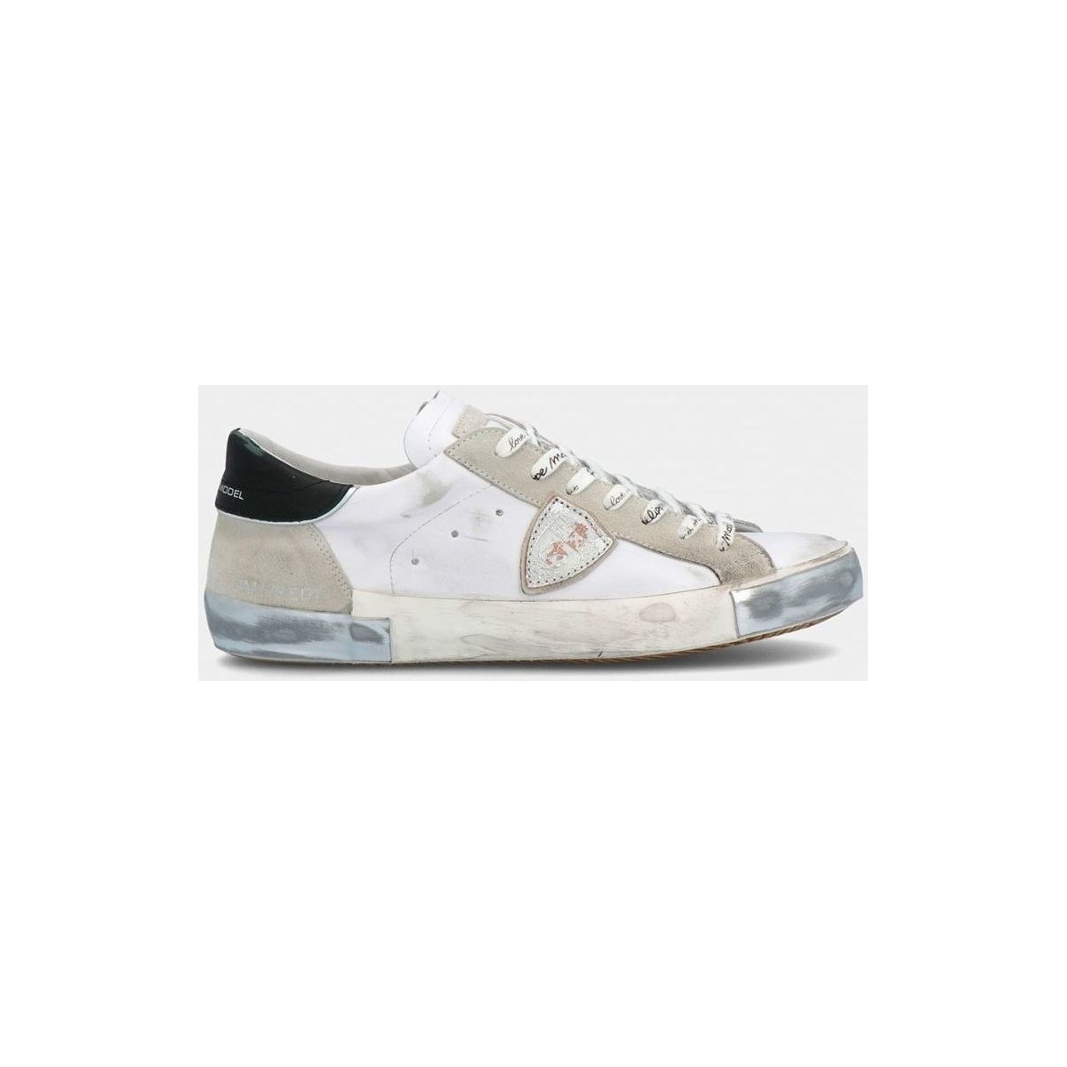 Scarpe Uomo Sneakers Philippe Model PRLU MA02 PARIS X-FOXY LAMINE BLANC ARGENT Bianco