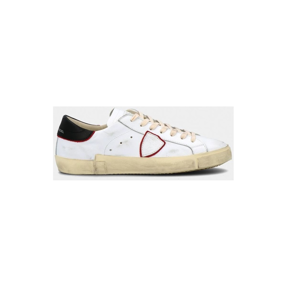 Scarpe Uomo Sneakers Philippe Model PRLU V024 PARIS X-VEAU BLANC-ROUGE Bianco