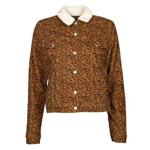 Abbigliamento Donna Giacche in jeans Levi's WT-TRUCKER-SHERPA Grigio topo / Leopard / Ginger