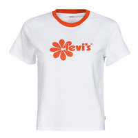 Abbigliamento Donna T-shirt maniche corte Levi's GRAPHIC JORDIE TEE Poster / Logo / Carne / Hit / White / Arancio / Rib