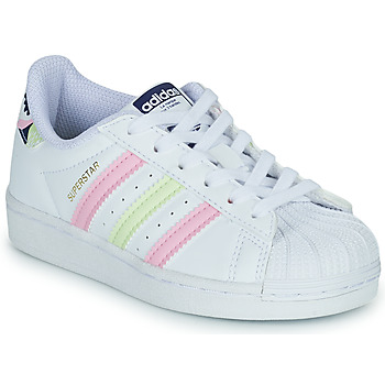 Scarpe Bambina Sneakers basse adidas Originals SUPERSTAR C Bianco / Rosa