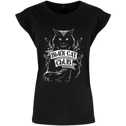 Abbigliamento Donna T-shirts a maniche lunghe Grindstore Black Cat Club Nero