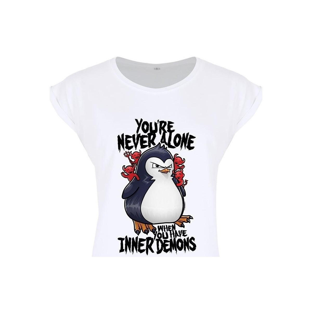 Abbigliamento Donna T-shirts a maniche lunghe Psycho Penguin You're Never Alone When You Have Inner Demons Bianco