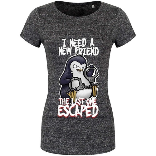 Abbigliamento Donna T-shirts a maniche lunghe Psycho Penguin I Need A New Friend Grigio