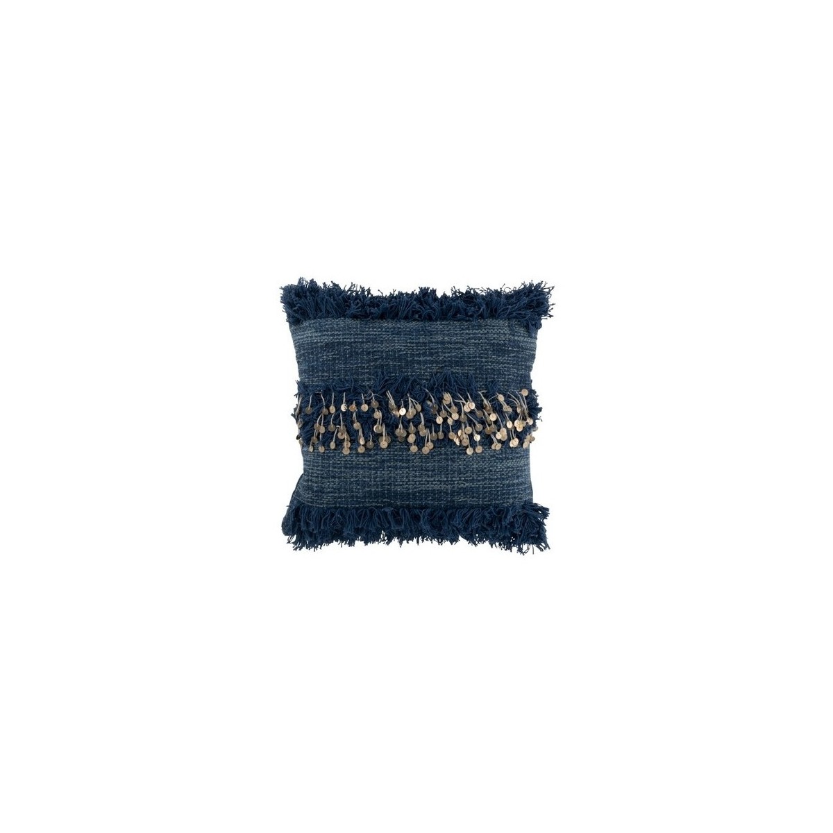 Casa cuscini J-line COUSSIN BORD MIROIR COT BLEU (45x45x4cm) Blu
