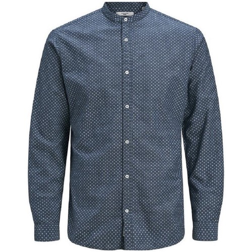 Abbigliamento Uomo Camicie maniche lunghe Jack & Jones Camicia Uomo Mandarin Collar Blu