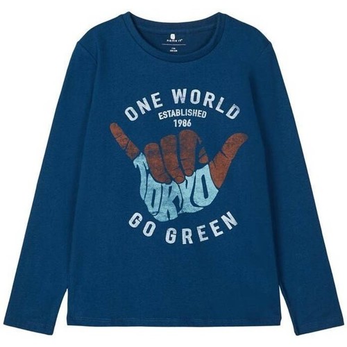 Abbigliamento Unisex bambino T-shirts a maniche lunghe Name it T- Shirt Junior Laus Long Sleeve Top Blu