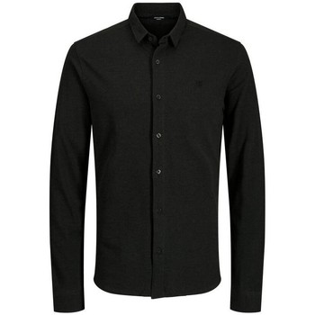 Abbigliamento Uomo Camicie maniche lunghe Jack & Jones Camicia Uomo Blajace Piquet Nero