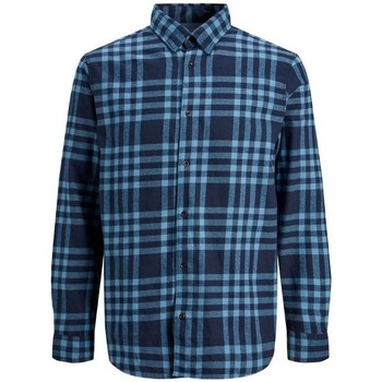 Abbigliamento Uomo Camicie maniche lunghe Jack & Jones Camicia Uomo Jorjan Jane Check Long Sleeve Azzurro