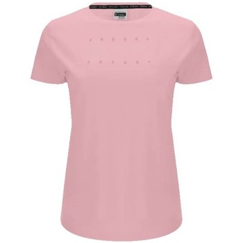 Freddy T-Shirt Donna Basic Cotton Jersey Stampa Rosa