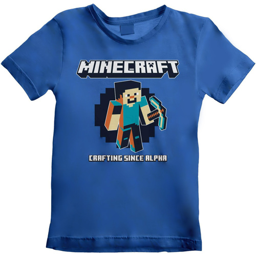 Abbigliamento Unisex bambino T-shirt maniche corte Minecraft Crafting Since Alpha Blu