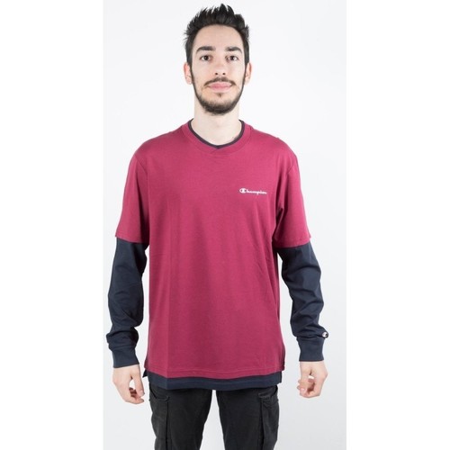 Abbigliamento Uomo T-shirts a maniche lunghe Champion T-Shirt Uomo Doppia Manica Rosso
