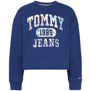 Abbigliamento Donna Felpe Tommy Jeans Felpa Donna Cropped Tie-Dye Blu