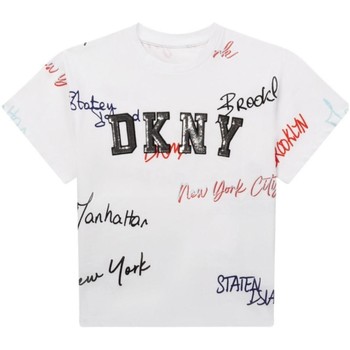 Abbigliamento Bambina T-shirt maniche corte Dkny  Bianco