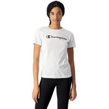Abbigliamento Donna T-shirt maniche corte Champion T-Shirt Donna Logo Esteso Bianco
