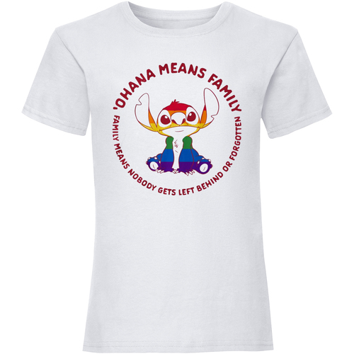 Abbigliamento Donna T-shirts a maniche lunghe Lilo & Stitch Rainbow Ohana Bianco