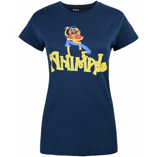 Abbigliamento Donna T-shirts a maniche lunghe Worn Animal Drummer Blu