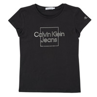 Abbigliamento Bambina T-shirt maniche corte Calvin Klein Jeans METALLIC BOX SLIM FIT T-SHIRT Nero