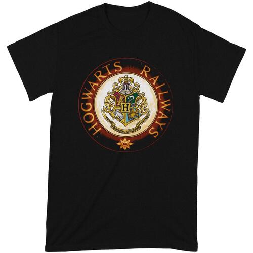 Abbigliamento T-shirts a maniche lunghe Harry Potter Hogwarts Railway Circle Nero