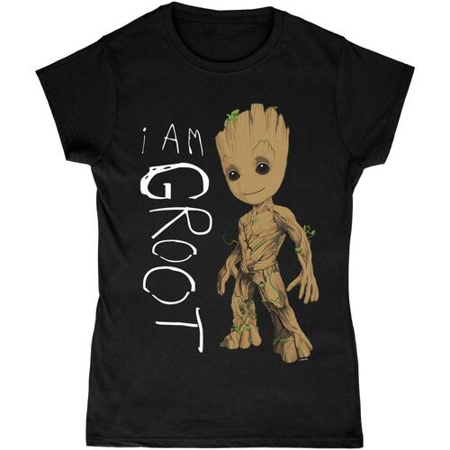 Abbigliamento Donna T-shirts a maniche lunghe Guardians Of The Galaxy I Am Groot Nero