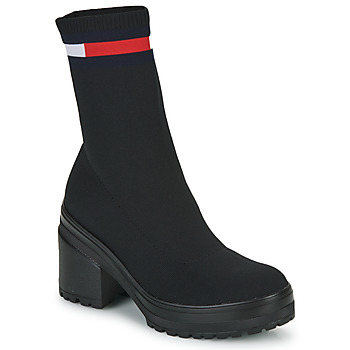 Scarpe Donna Stivaletti Tommy Jeans Water Resistent Knitted Boot Nero