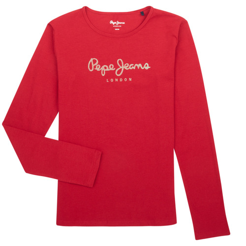 Abbigliamento Bambina T-shirts a maniche lunghe Pepe jeans HANA GLITTER LS Rosso